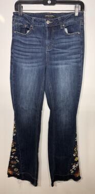 Ashley Mason Premium Jeans Women’s 7/28 Floral Embroidered Flare Hippie Festival